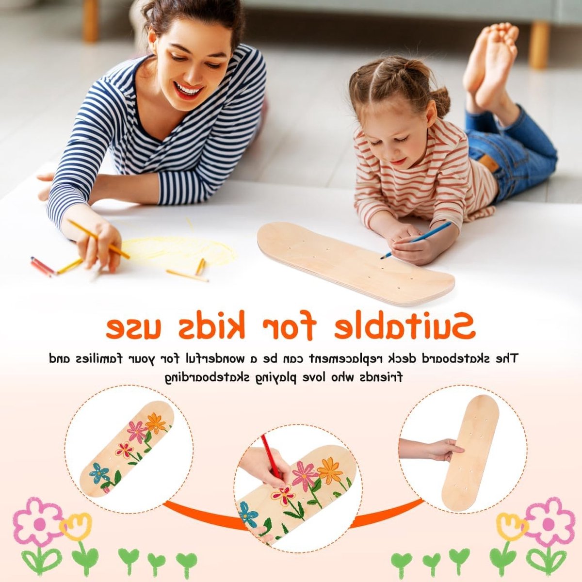 Classic Skateboard Graffiti DIY Material Deck voor Kinderen - Houten Skateboard om Zelf te Maken en Schilderen