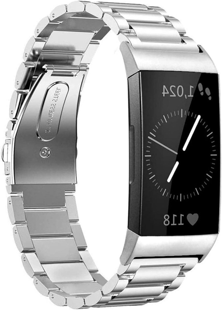 Metalen Band Fitbit Charge - Roestvrij staal band - Smartwatch personaliseren - Corrosiebestendig - 5.5-7.9 inch pols - Zilver