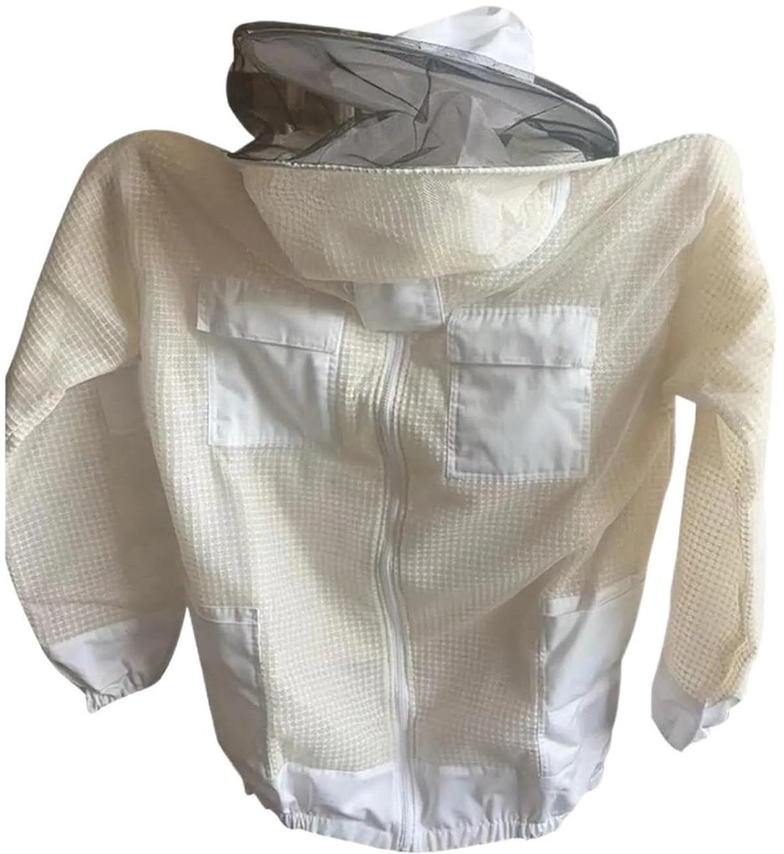 Imkerjas Ademend - Bijenhoudersjas Beschermend - Bescherming Bijen - Afneembare Sluier - Maat L - Wit
