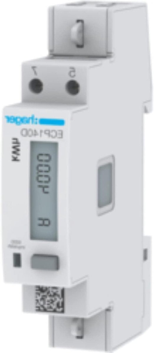 Energiemeter 1-fase - Stroommeter Elektriciteitsmeter - Energie Verbruik Meten - Direct 40A S0 MID - 1 Module - Wit