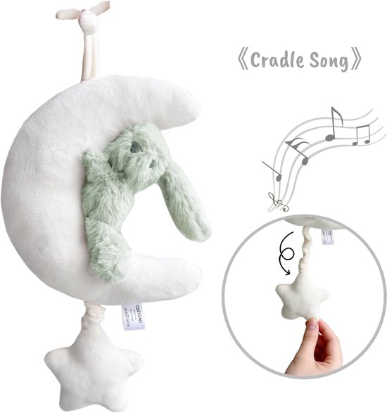Baby Geschenkset - Nieuw Baby Pakket - Kraamcadeau Geven - Inclusief Knuffel en Mobile - Baby Maat - Wit — afbeelding 4