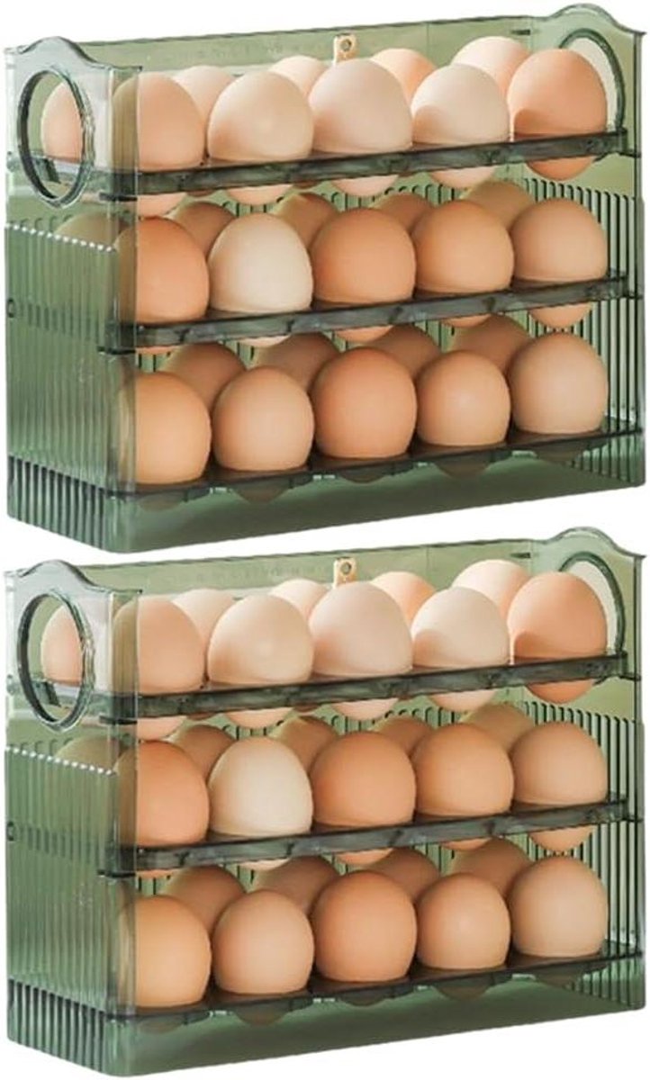 Koelkast Eierrek - Ei Opslag Rack - Koelkast Ordenen - Ruimtebesparend Ontwerp - 30 Eieren - Groen