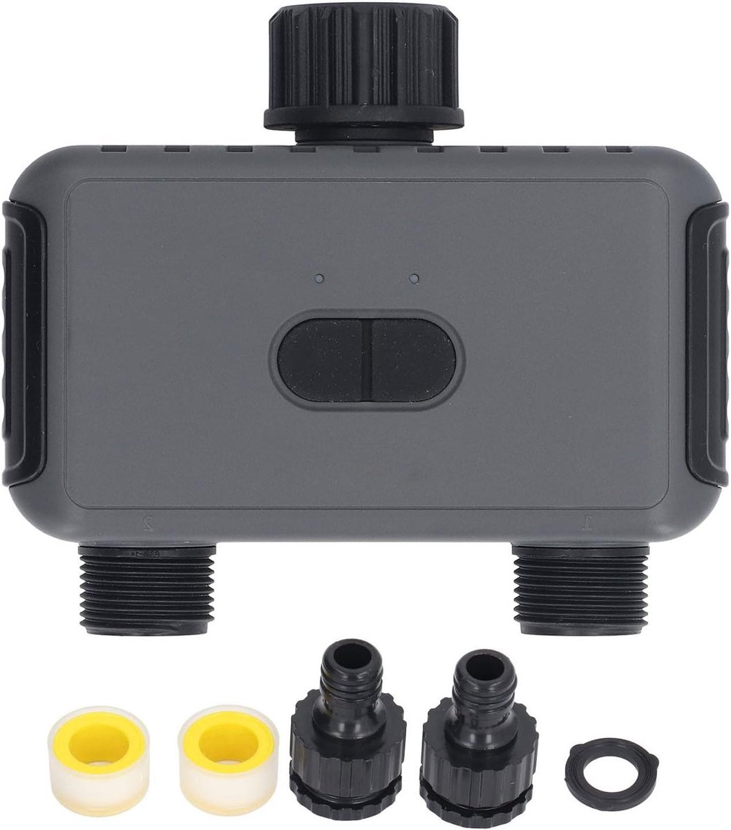 Sproeiertimer 2 Zones - Slimme Waterslang Timer - Automatisch Tuin Bewateren - App Bediening - 15x13x8 cm - Zwart
