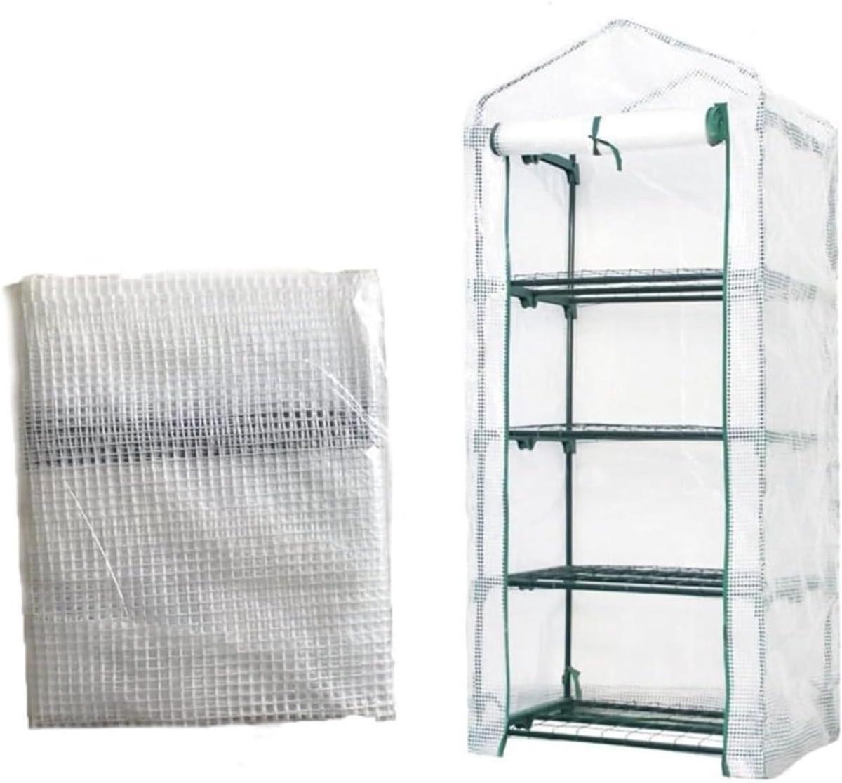 Kasafdekking - Broeikasfolie Regenscherm - Planten Kweken - Robuust PVC Weefsel - 69 x 49 x 158 cm - Wit