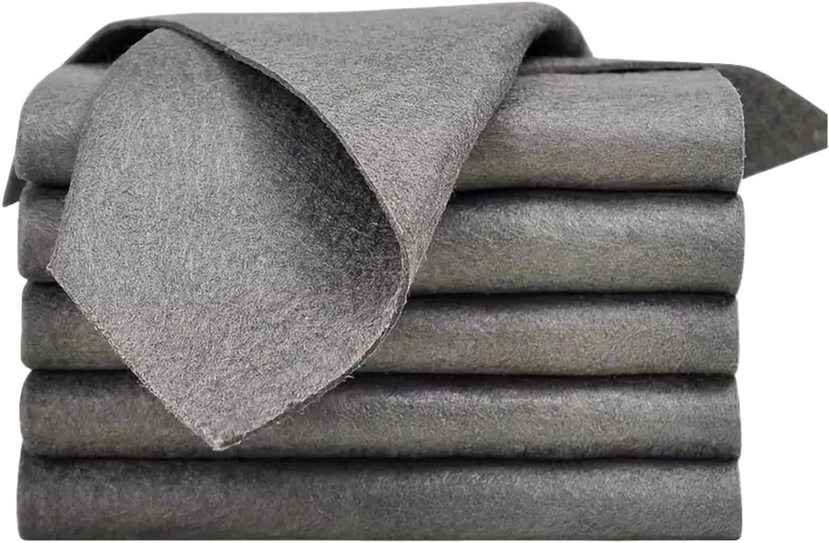 Glasdoeken - Schoonmaakdoeken - Streeploos Reinigen - Verdikt Absorberend - 5 stuks - Grijs