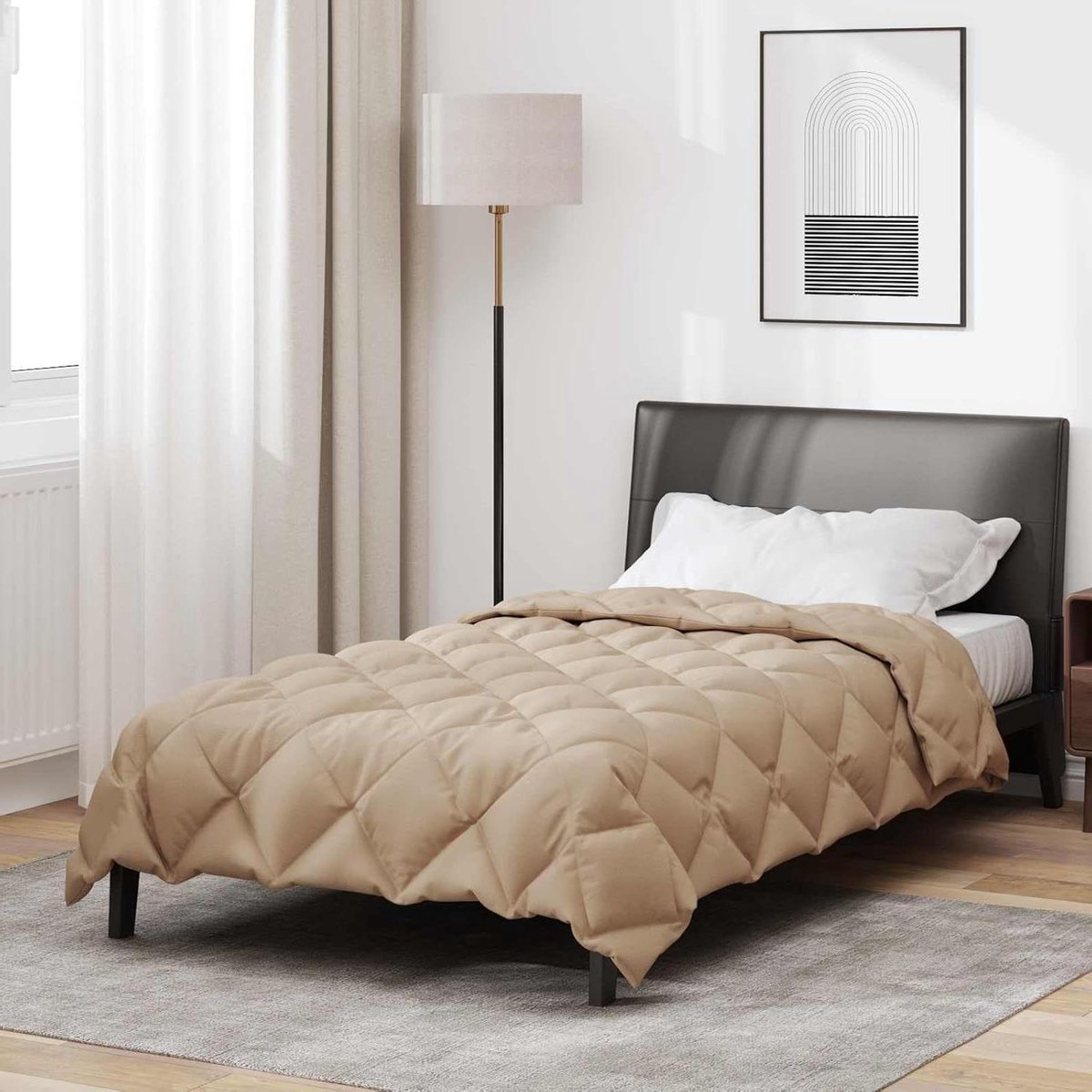 Gewatteerd Dekbed - Winterdeken Microvezel - Warmte en Comfort - Gelijkmatige Vulling - 220 x 140 cm - Taupe