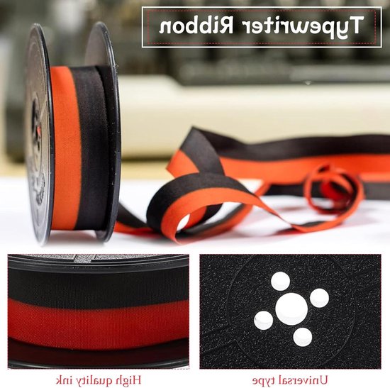 Typewriter tape voor Seiko typemachines, dubbele spoel, 5 m twee-kleurig nylon (rood en zwart) voor precisie en duurzaamheid — afbeelding 3
