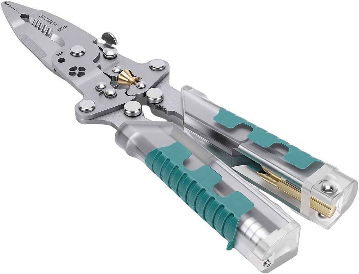 Draadstriptang - Stripgereedschap Krimptang - Elektrische taken uitvoeren - Multifunctioneel 4-in-1 - 0.8-2.6 mm - Grijs