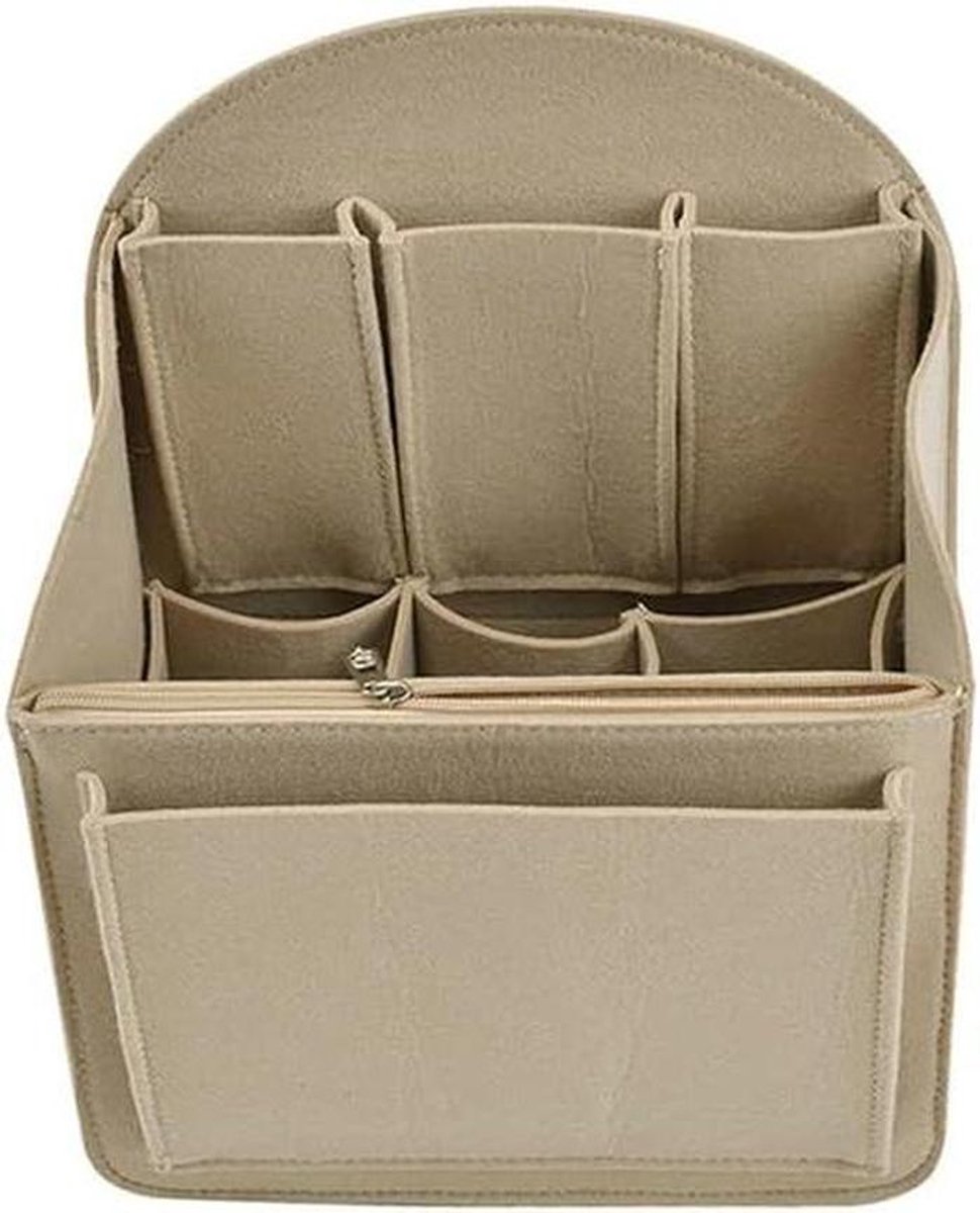 Handbag Organiser - Bag Insert - Tas Indeling - Stevig Vilt Materiaal - S - Beige