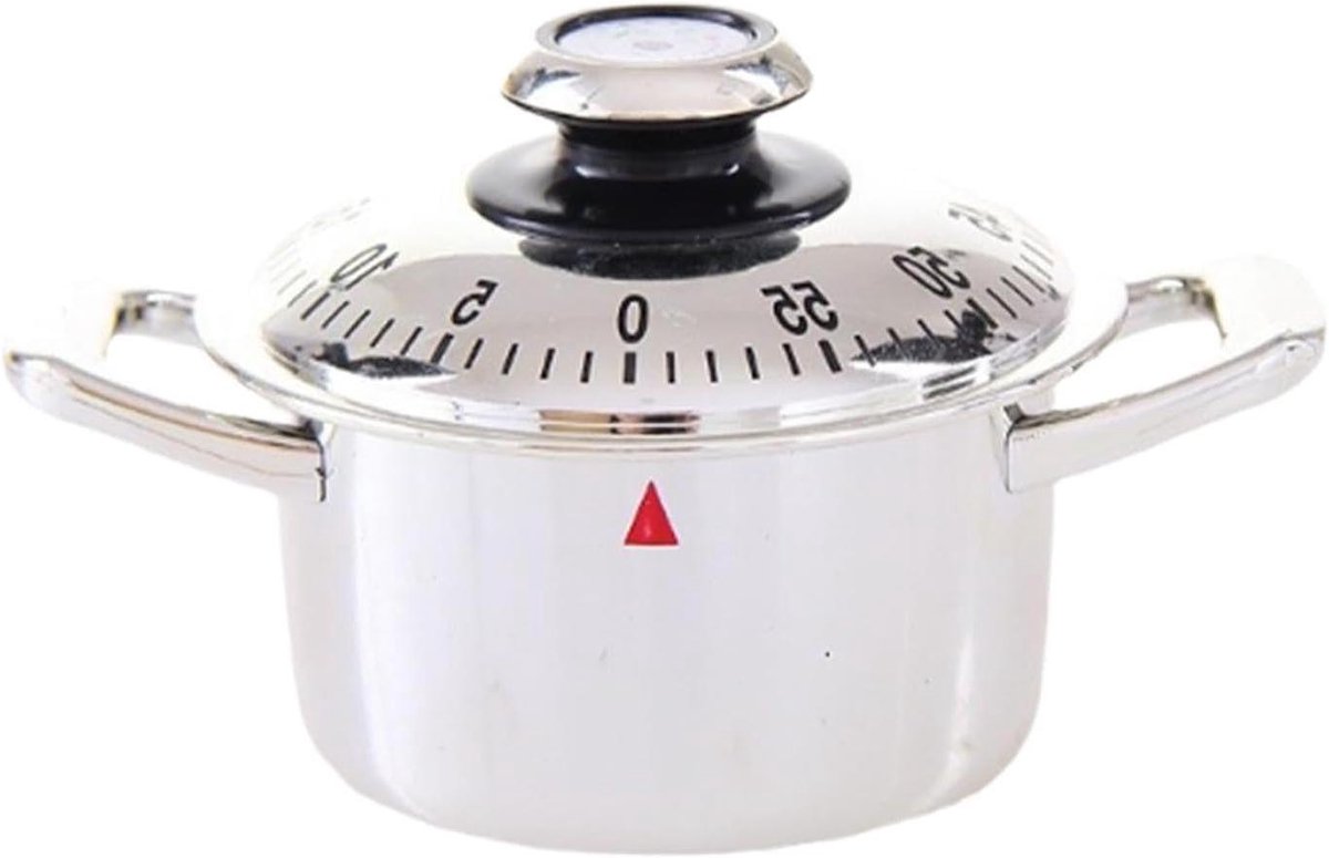 Kookwekker - Keukentimer Timer - Koken Bakken - Mechanisch Wind-up - 7x10x5.5 cm - Zilver
