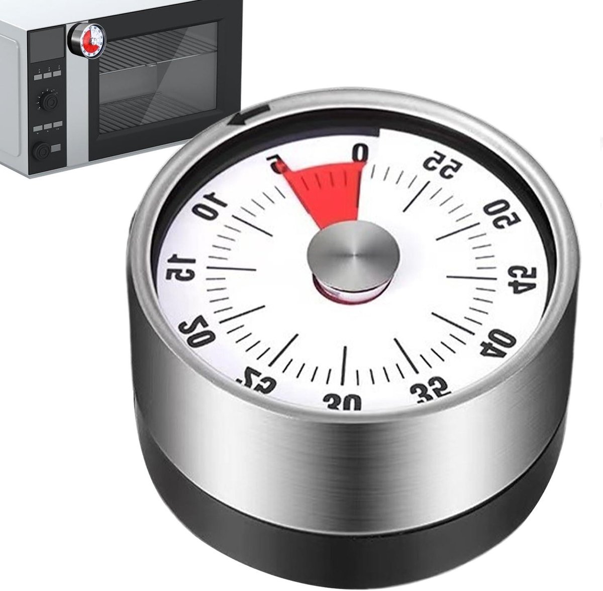 Kookwekker - Keukentimer Klok - Tijd Bewaken - Mechanisch Batterijvrij - 7 cm breed - Wit