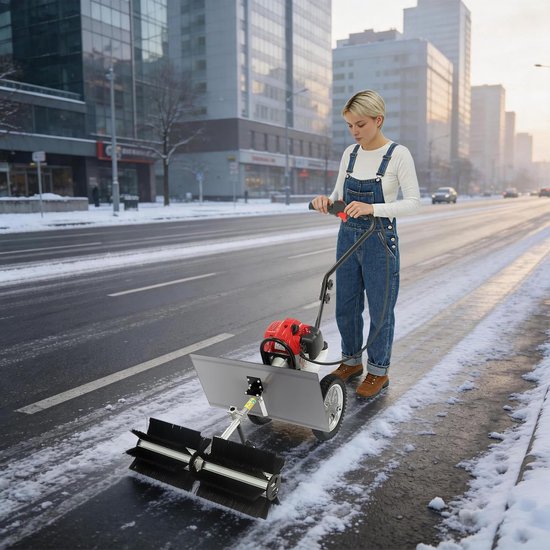 Benzine Veegmachine - Motorbezem Sneeuwschuiver - Terrassen Reinigen - Grote Veegbreedte - 60 cm - Zwart — afbeelding 3