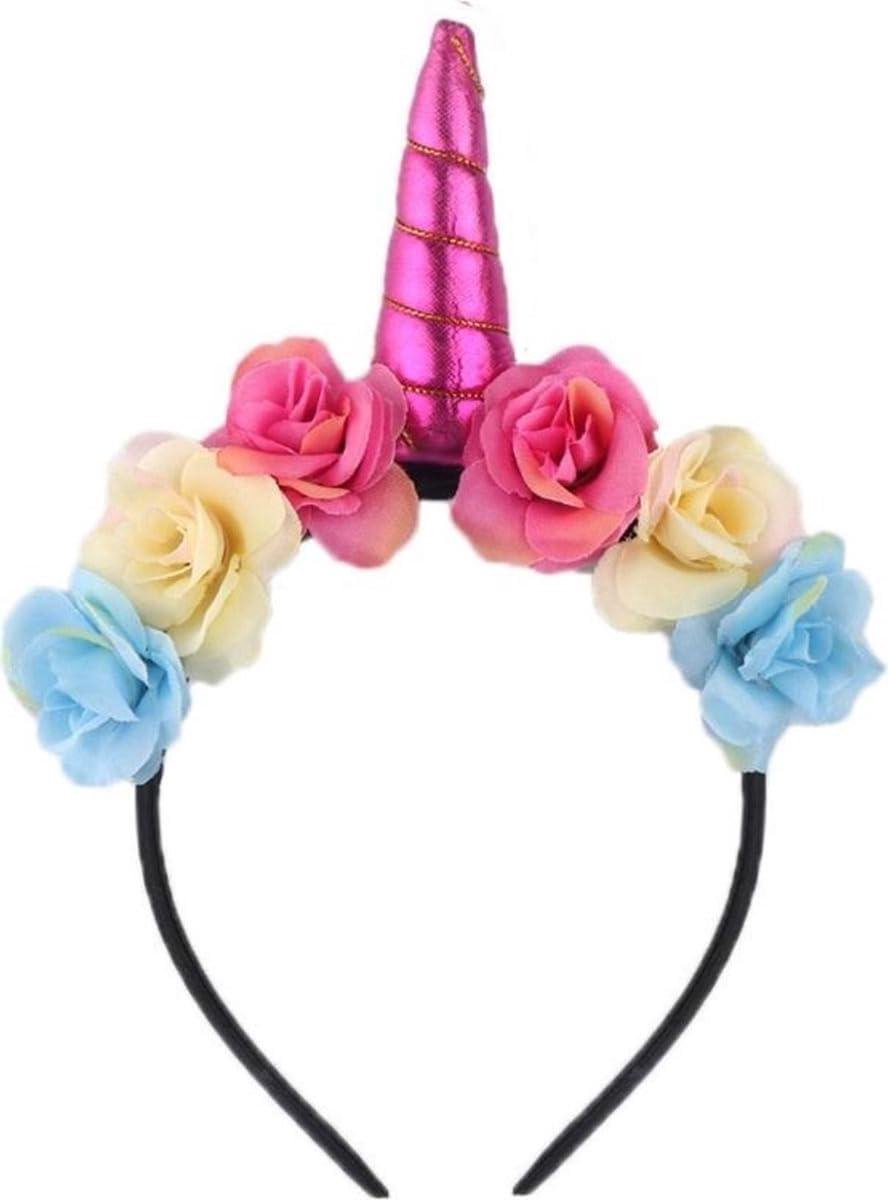 Unicorn Diadeem - Bloemen Hoofdband - Feest Accessoire - Bloemen Decoratie - One Size - Roze