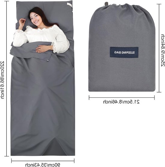 Solidchoice- Slaapzak 220 x 90 cm - Ultralichte Reisslaapzak - Compacte Slaapzak - Microvezel - Kussenvak - Opvouwbaar 26 x 21 x 1,5 cm - Reislaken van Solidchoice — afbeelding 3
