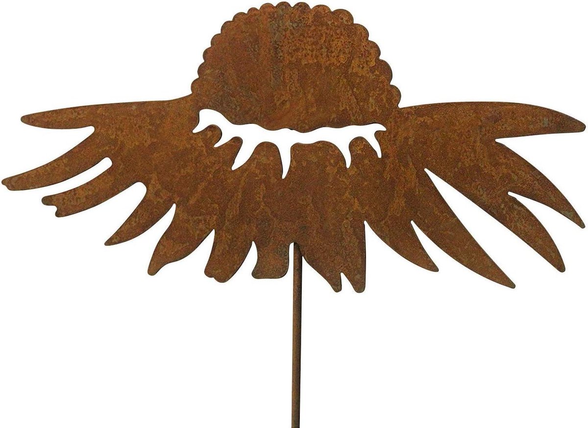 Tuinsteker Zonnehoed - Roestdecoratie Bloemen - Tuindecoratie - Handgemaakt Unicaat - 110 cm Hoog - Roestbruin