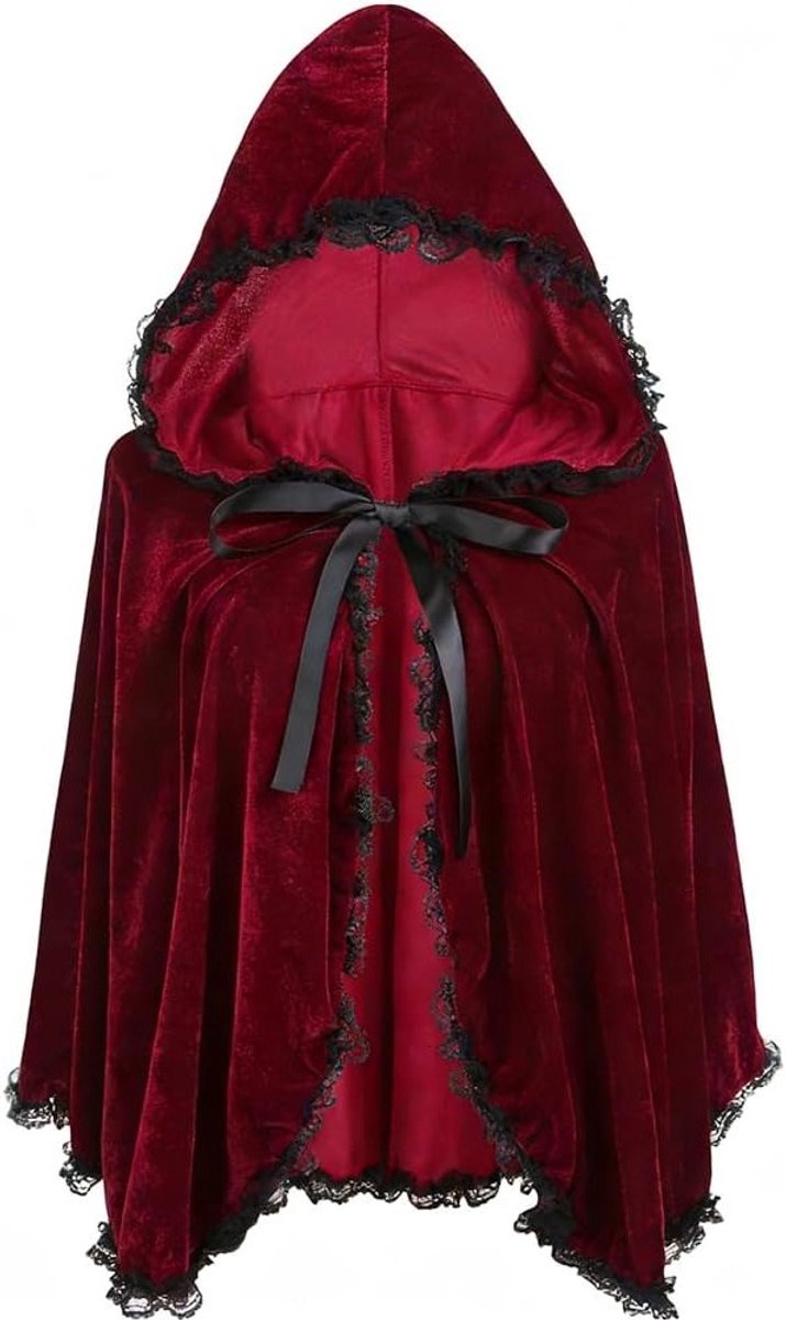 Kleine Rode Kapje Kostuum voor Vrouwen - Feestjurk met Cape en Kap voor Halloween en Carnaval Cosplay