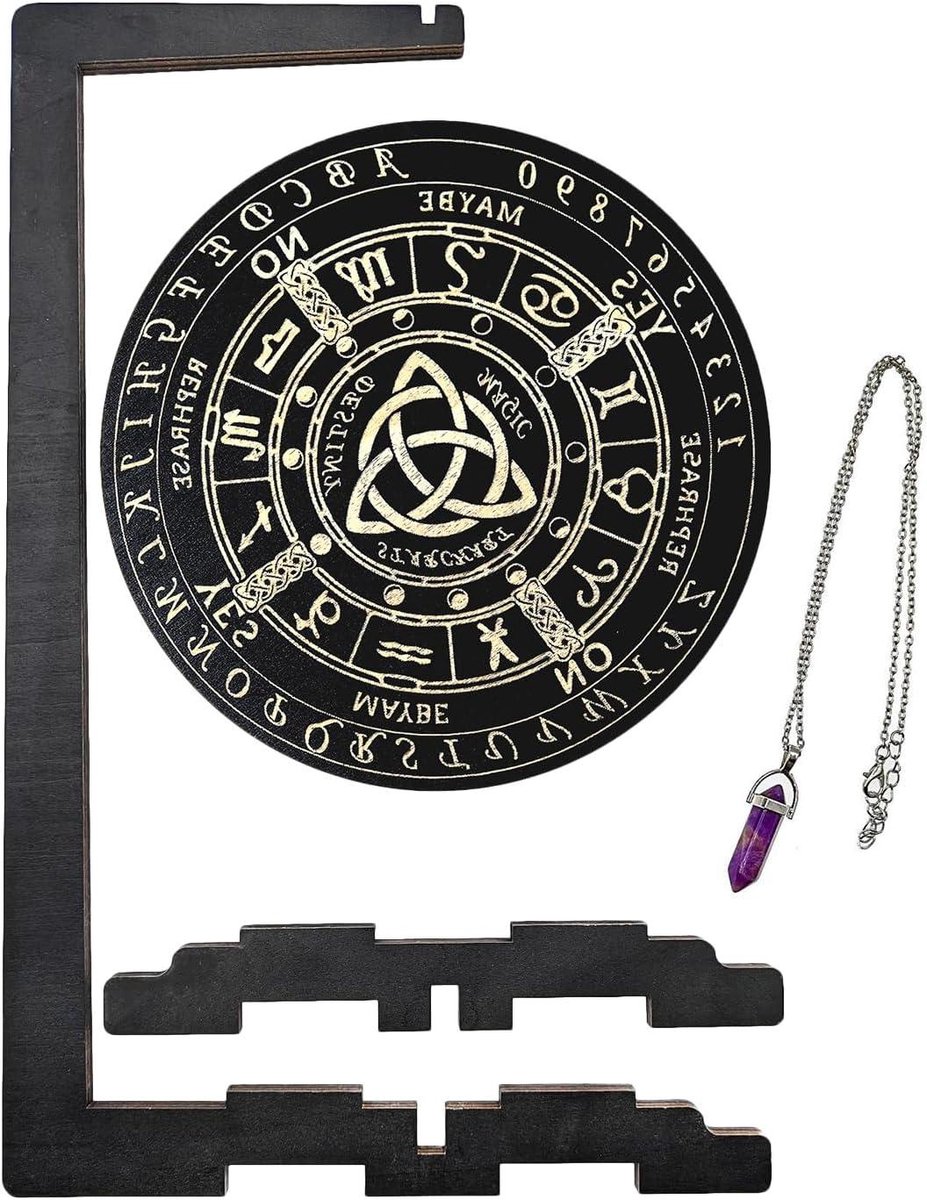 Waarzegbord Houten Display - Spiritueel Bord Planchette - Besluitvorming Orakel - Natuurlijke Houten Uitstraling - 17.8 cm Diameter - Bruin