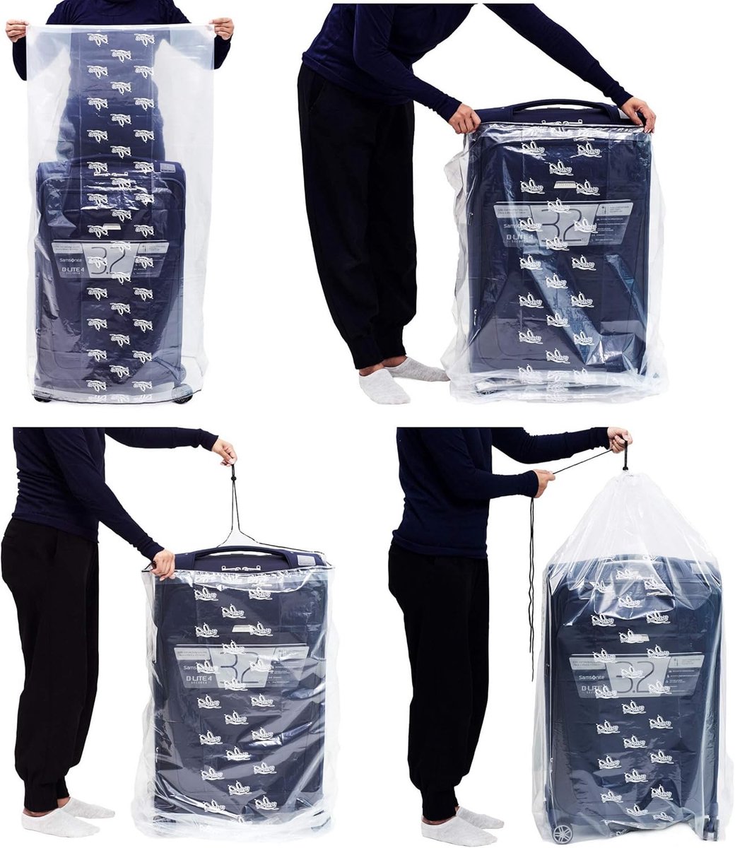 Stofhoezen Plastic - Opbergzakken Trekkoord - Spullen Opbergen - Set van 4 - 85x125cm - Transparant