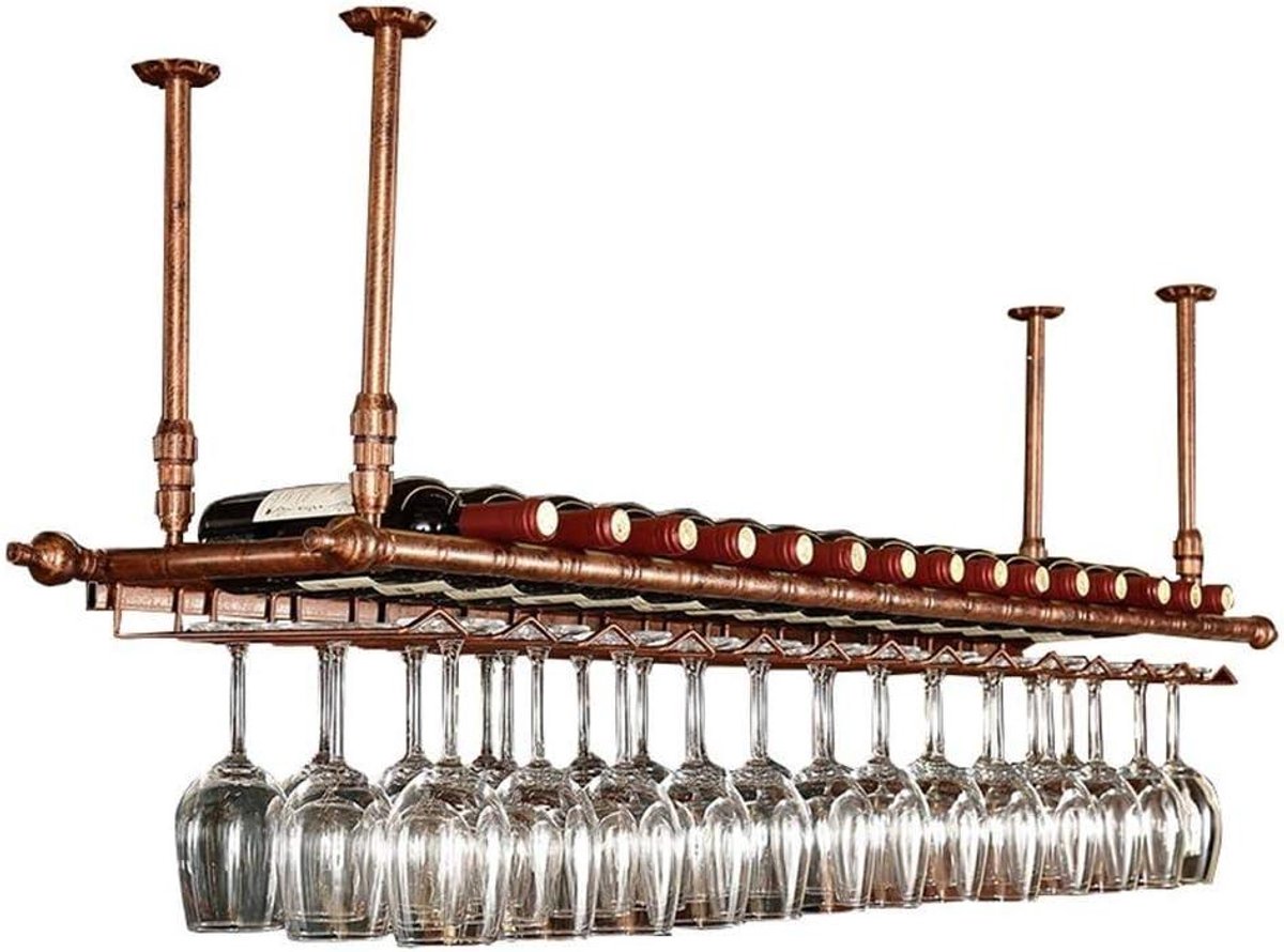 Wijnrek - Flessenhouder - Wijn Opslag - Wandmontage - 120x35cm - Brons