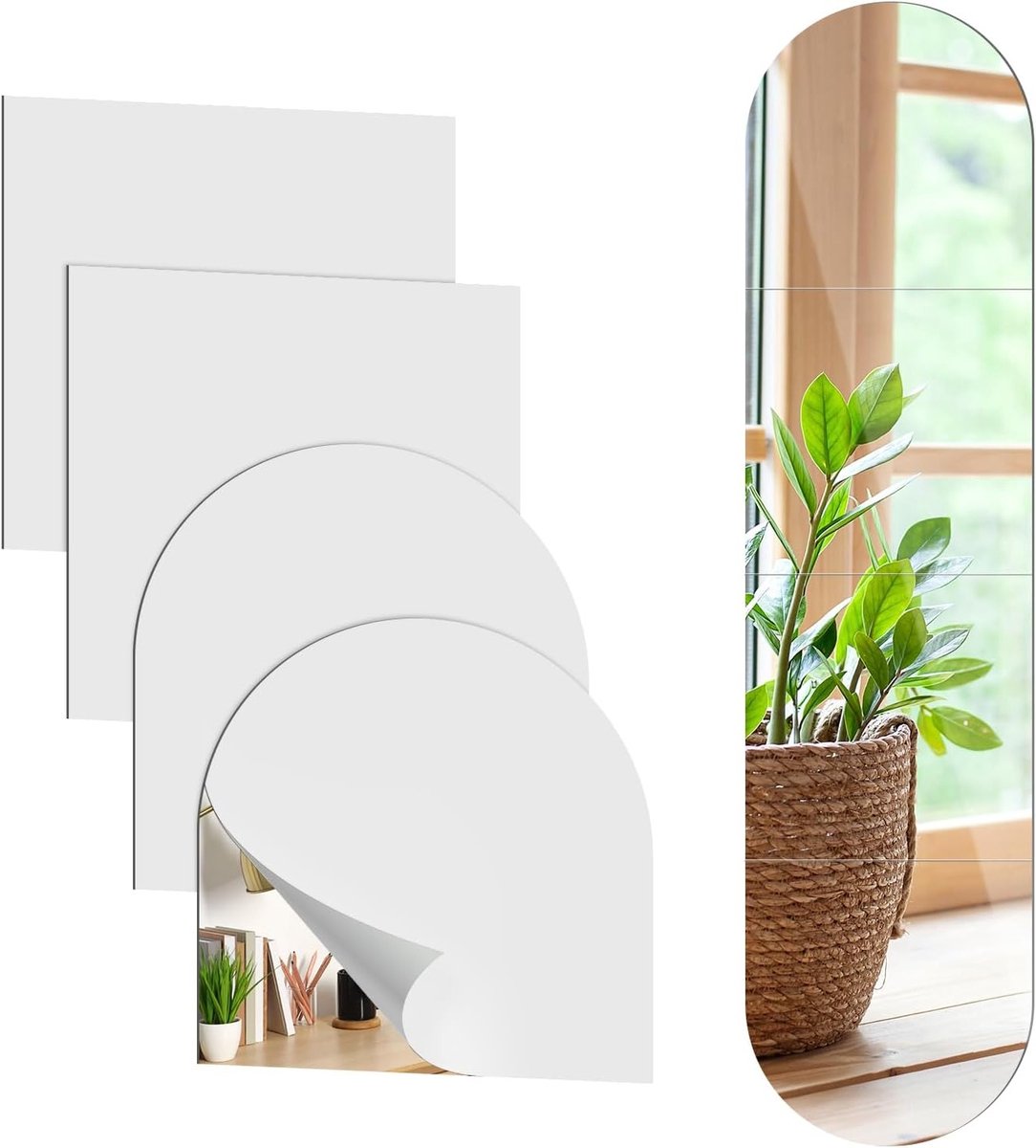 Decoratieve Acryl Wandspiegels 30x120cm - Set van 4 Volledig Gekaderde Spiegels voor Slaapkamer en Thuisgym, Muurbevestiging voor Stijlvolle Interieurs