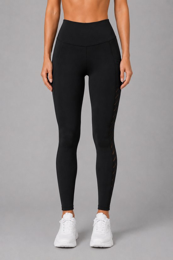 SparkNine Novawave sportlegging dames - squatproof - ademend - met zakken - L - zwart - mesh panelen - elastisch & stijvol — afbeelding 5