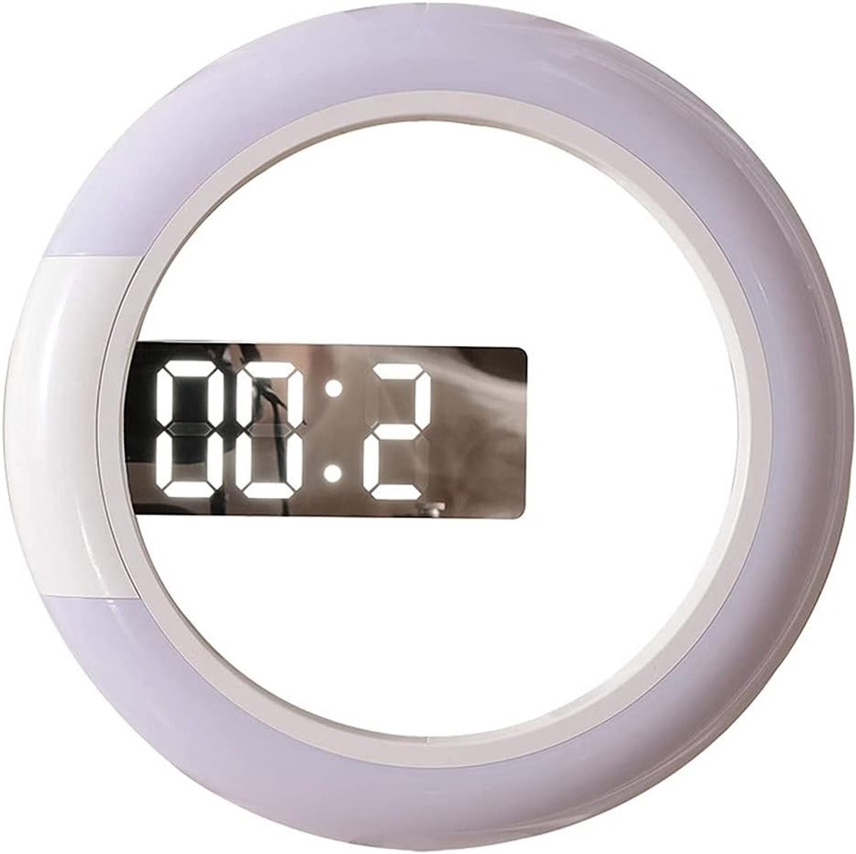 Multifunctionele 12 inch wandklok met LED spiegel, 7 lichtkleuren en 3 helderheidsinstellingen, inclusief afstandsbediening voor optimale gebruikservaring