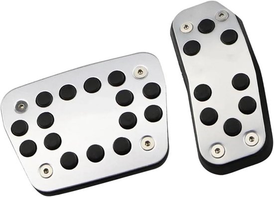 Pedaal Set Auto - Gaspedaal Covers - Verbeterde Grip - Aluminium Rubber - Voor Fiesta MK7 - Zilver Zwart — afbeelding 4