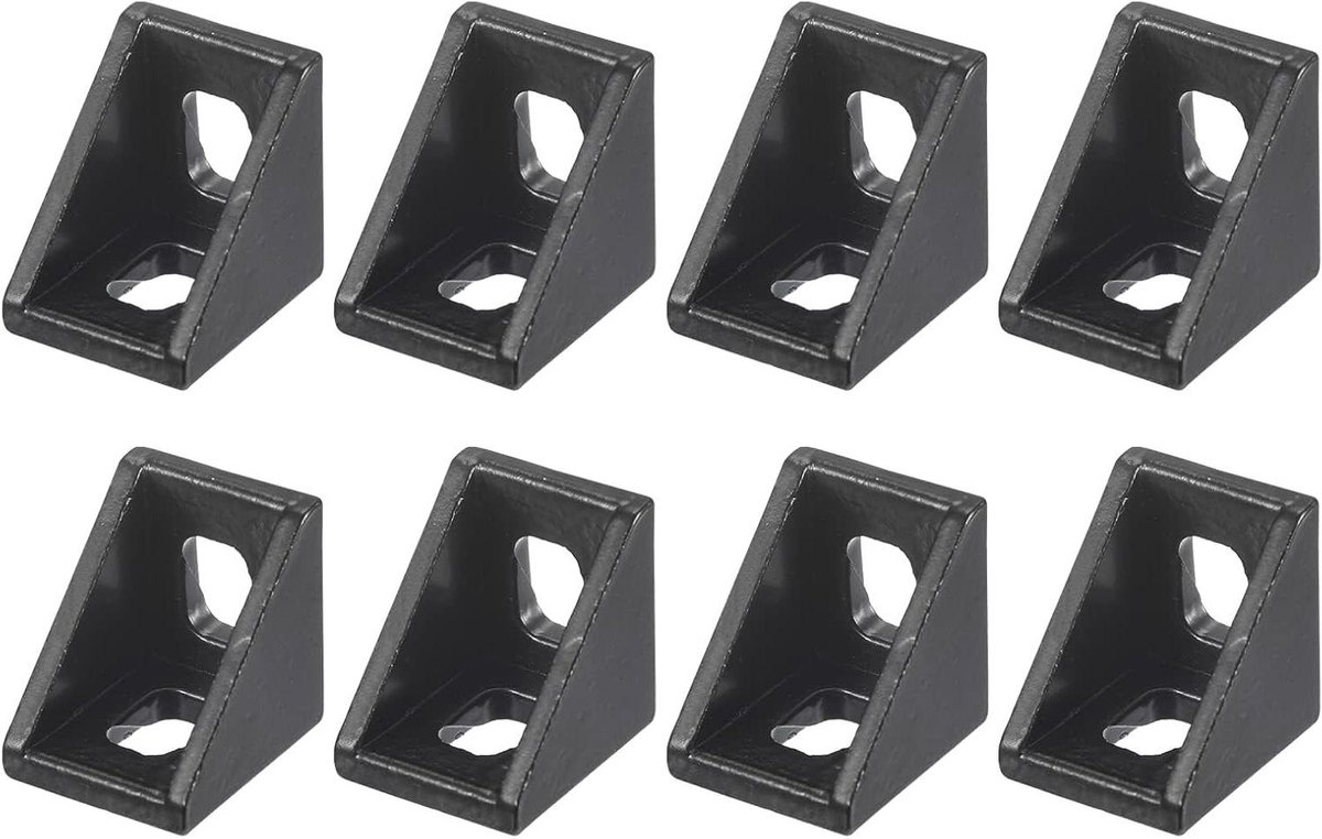 Binnenhoekbeugels - L-vormig profiel - Frame Verstevigen - Gegoten aluminium - 8 stuks - Zwart
