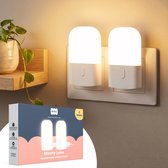Dutsi - Moony Luna - Veilleuse Prise Murale - Avec Capteur Jour/Nuit - Dimmable en 3 Niveaux - Pour Bébé, Enfant & Adultes - Lumière LED Blanc Chaud – Pack de 2
