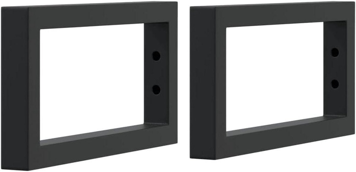 Wandbeugels Wasbak - Planksteunen Set - Planken Monteren - Rechthoekig Design - 30 x 15 cm - Zwart