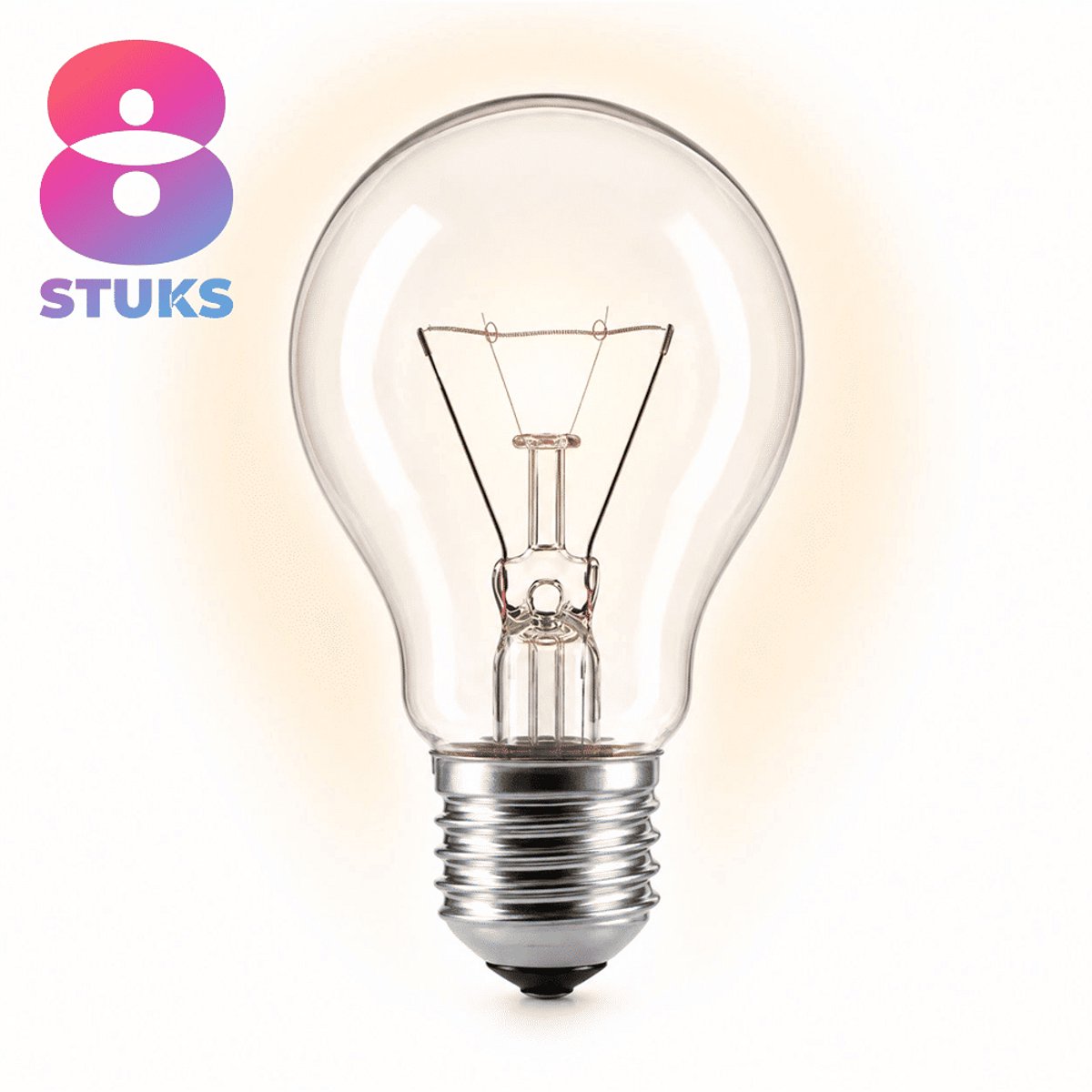 8x Peertje Gloeilamp E27 - 75W - Warm Wit Licht (2700K) - 765 lm - 1 jaar - Dimbaar