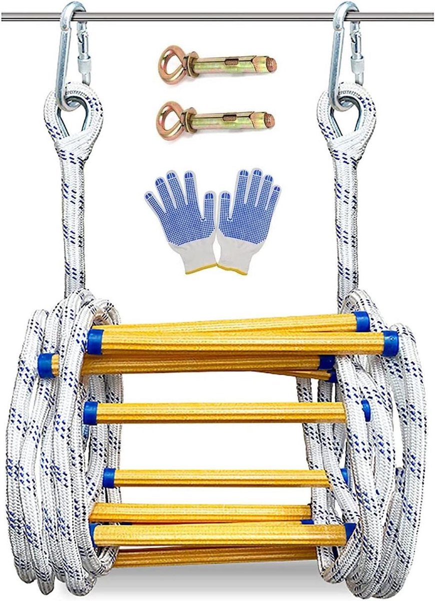 Reddingsladder Touw - Veiligheidsladder Nood - Snelle Evacuatie - Vlamvertragend Materiaal - 3 Meter - Zwart