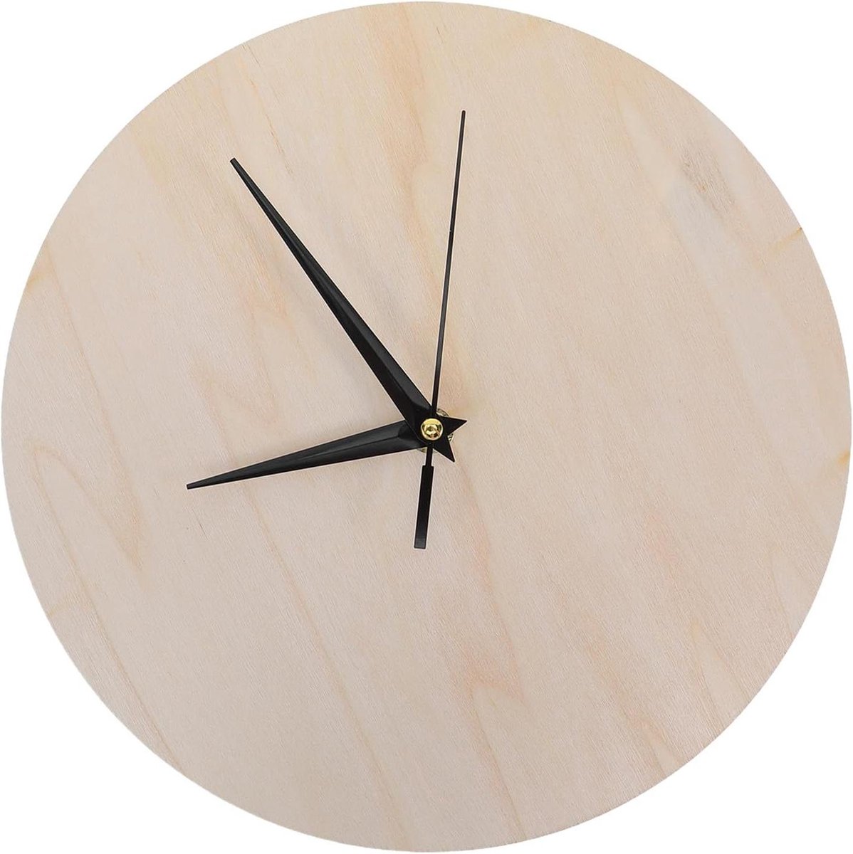 Houten Wijzerplaat - Klok Onderdeel - Knutselen Maken - Compleet met Wijzers - 30 Cm Rond - Lichtbruin