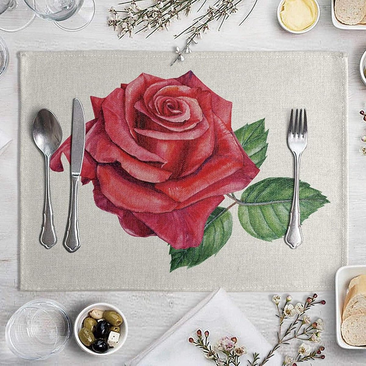 Tafel placemats - Placemats set - Eettafel decoratie - Handgesneden ontwerp - 40x30CM - Rood