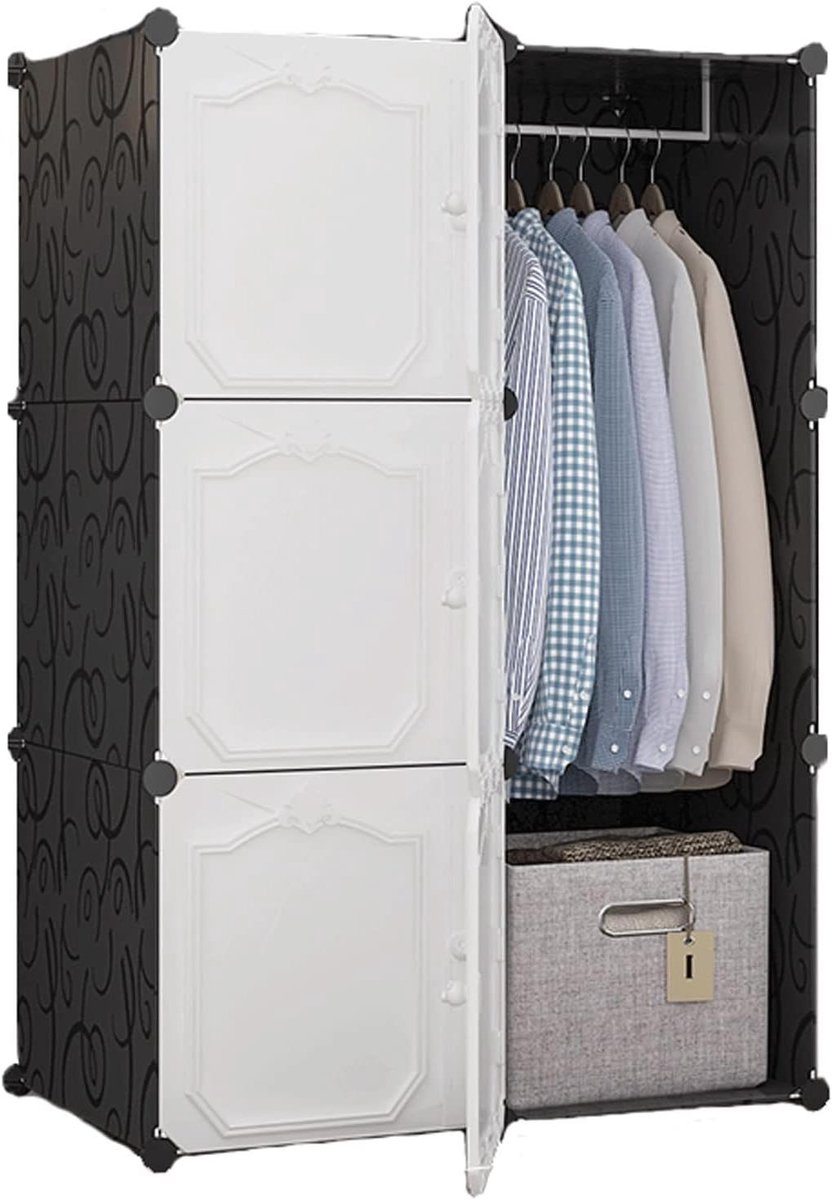 Draagbare Kledingkast - Opbergkast Modulair - Kleding Opbergen - Stalen Frame - 76x47x111