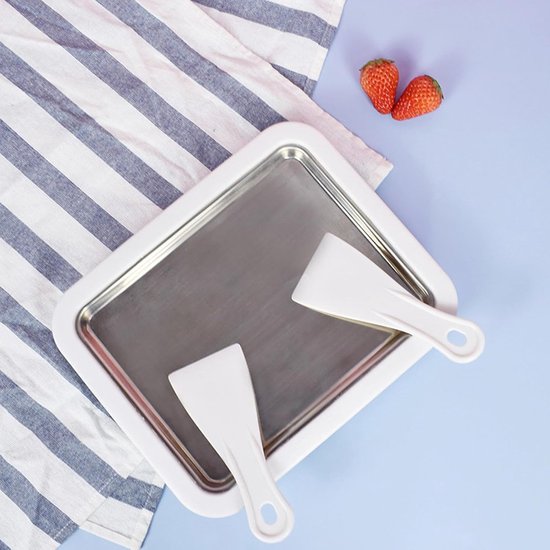IJsdiepvriesbak - Dessertmaker Plat - Zelf Desserts Maken - Snel IJs Vormen - 26x21 cm - Zilverkleurig — afbeelding 4