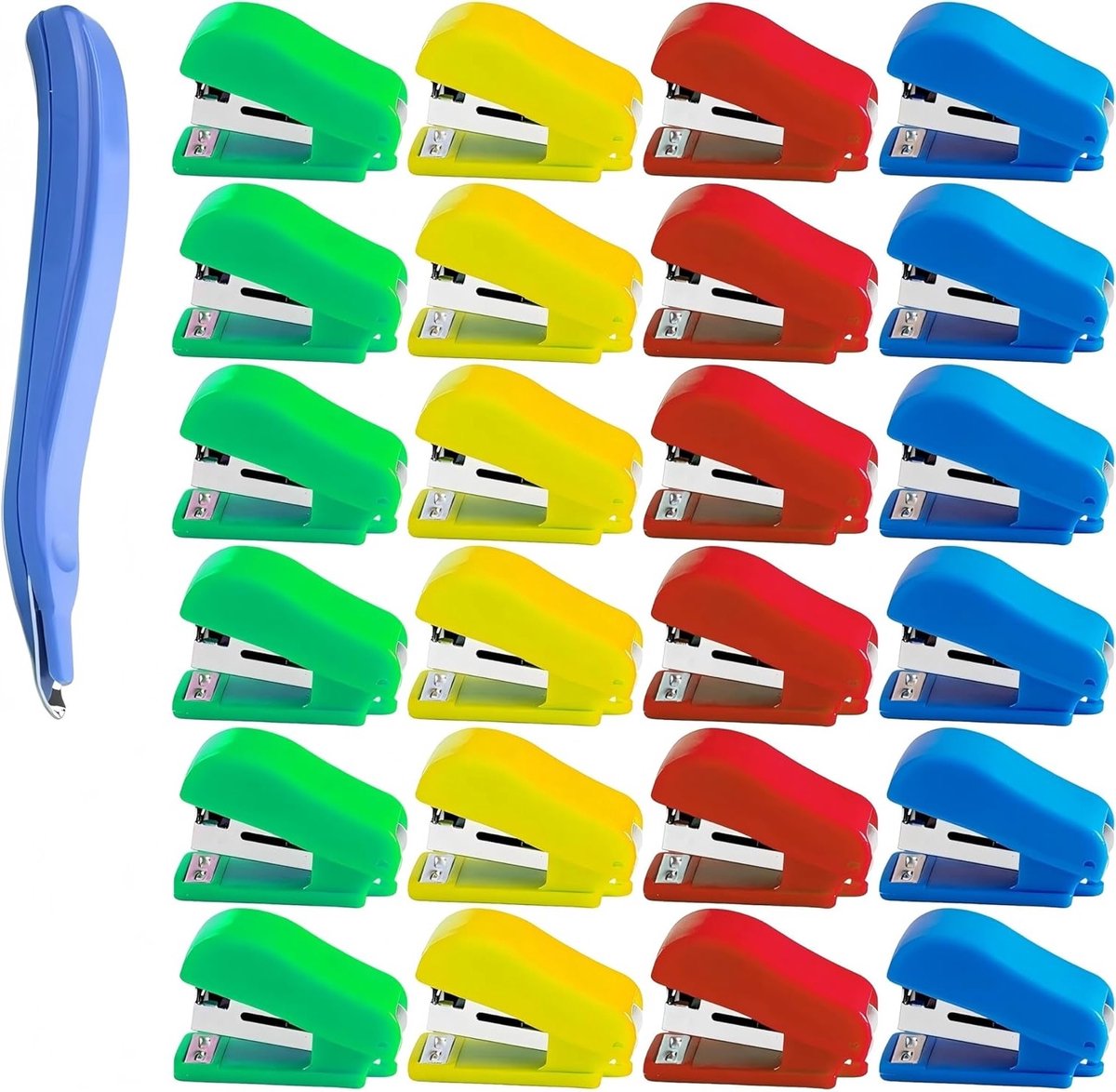 Mini Stapler Set - 49 Pieces, Includes Staples and Puller, Available in 4 Colors - Compact, Handy and Multifunctional for Home, Office and School
