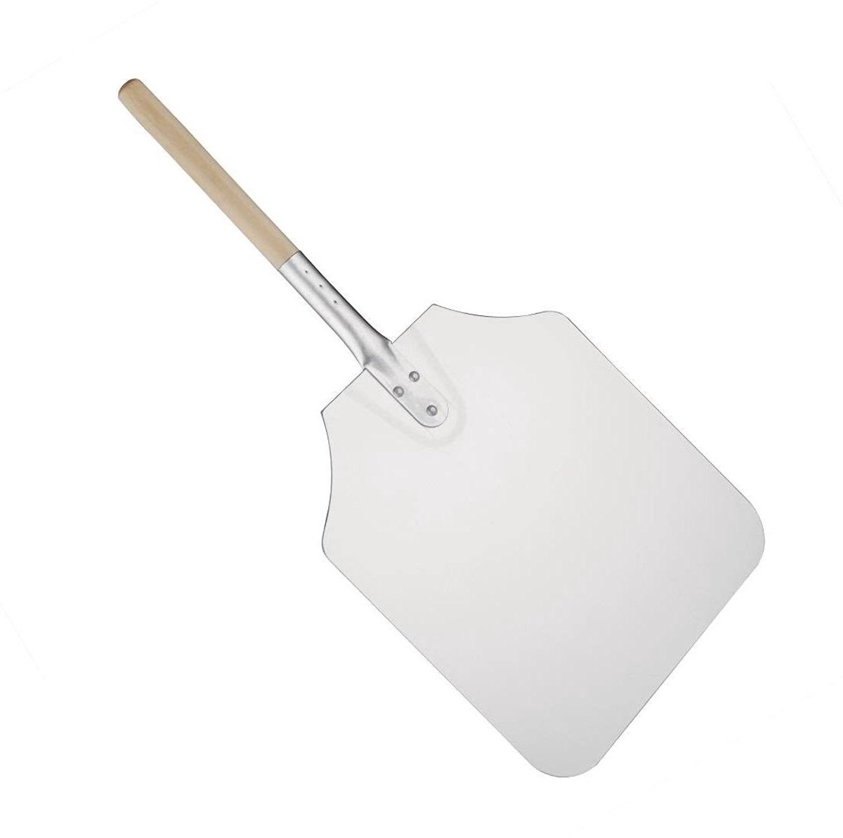 Pizza Schep - Pizzaspade Aluminium - Professioneel Gebruik - Houten Handvat - 31x36cm - Grijs