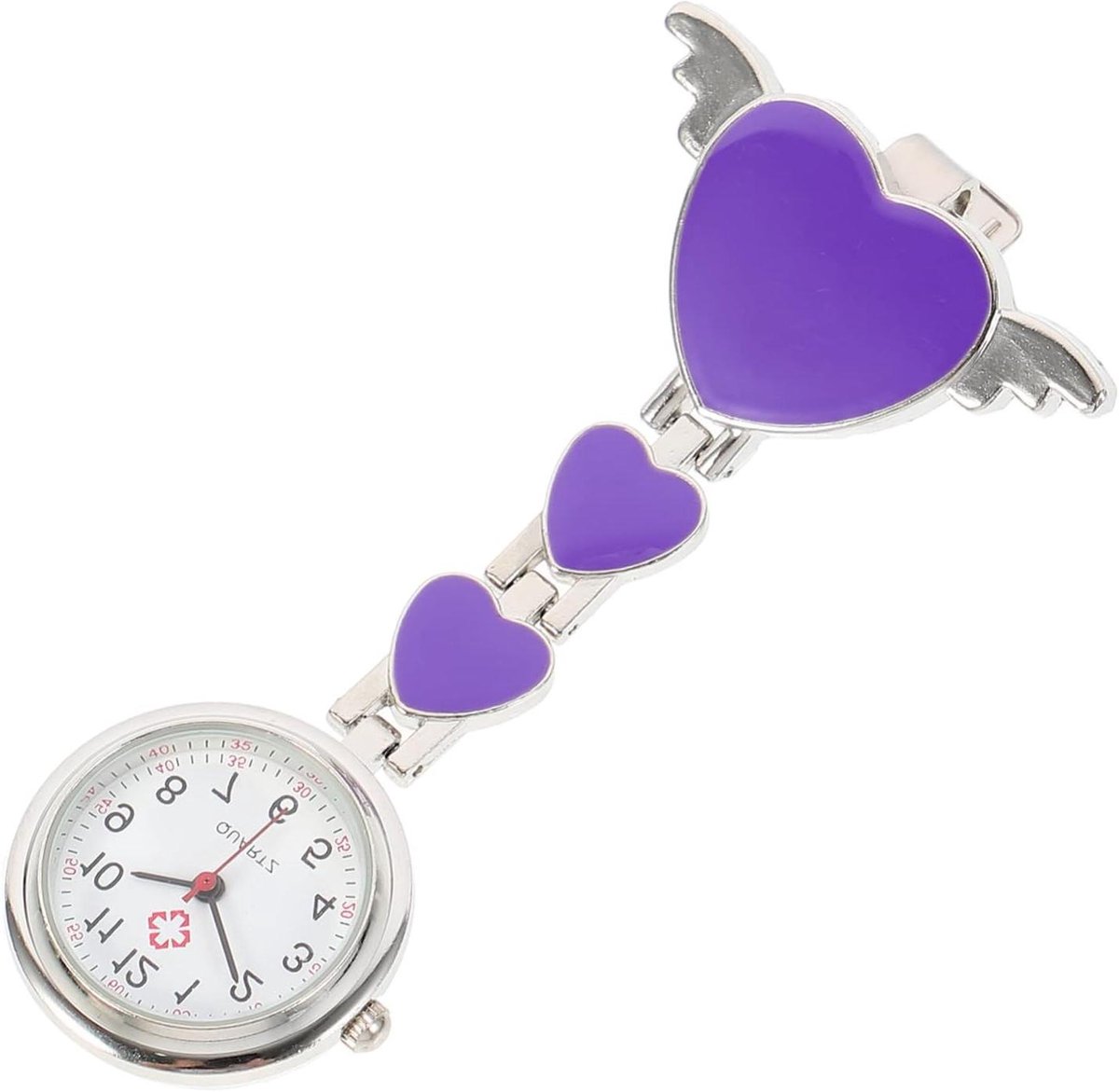 Zakhorloge Digitaal - Speldhorloge Dames - Zorg Beroep - Hartvorm Design - 8 x 4 cm - Paars