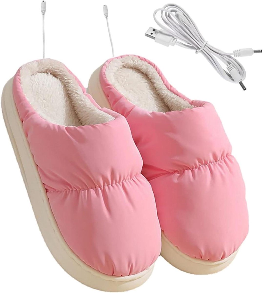 Verwarmde Pantoffels - USB Schoenen - Warme Voeten - Carbon Fiber Verwarming - One Size - Roze