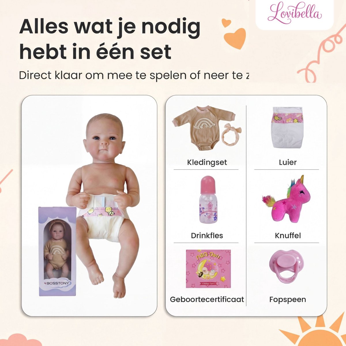 Lovibella® Elara Levensechte Babypoppen - 1,1 Kilo - 45 CM - Reborn Baby Pop - Met Accessoires - Reborn Baby - Reborn Baby Doll - Dementie Pop - Reborn Poppen Meisje - — afbeelding 5