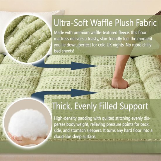 Futon Matras - Vloerbed - Comfortabel Slapen - Opvouwbaar Ontwerp - 200x220cm - Wit — afbeelding 3