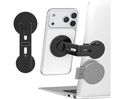 Verstelbare Laptopstandaard met Magnetische Telefoonhouder, Aluminium Slimme Monitor Bevestiging voor iPhone en Alle Telefoons, Draagbaar en Vouwbaar, Zwart