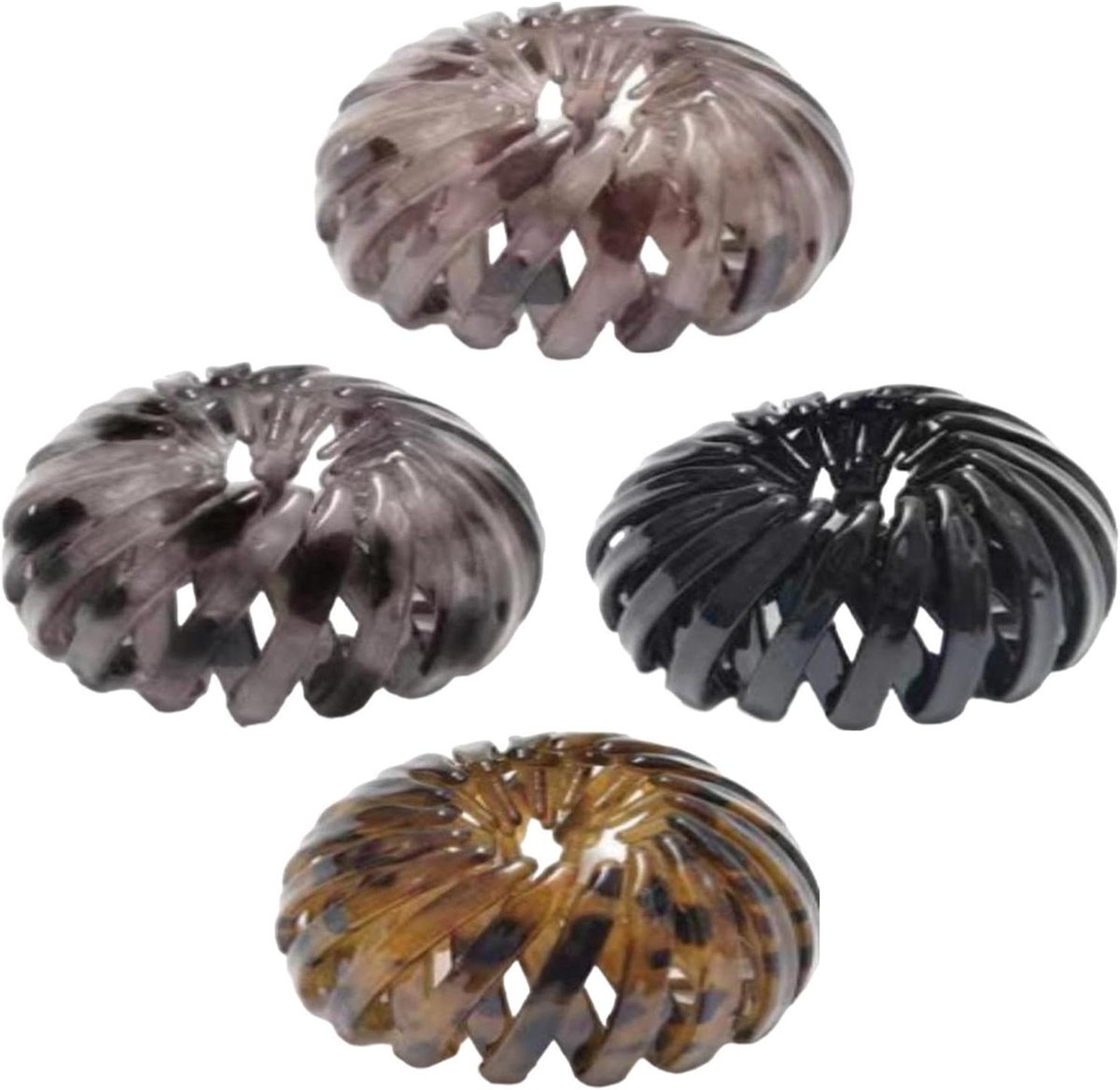 Haarspeld Vogelnest - Knotmaker haar - Stijlvol haar - Antislip ontwerp - 4 stuks - Zwart