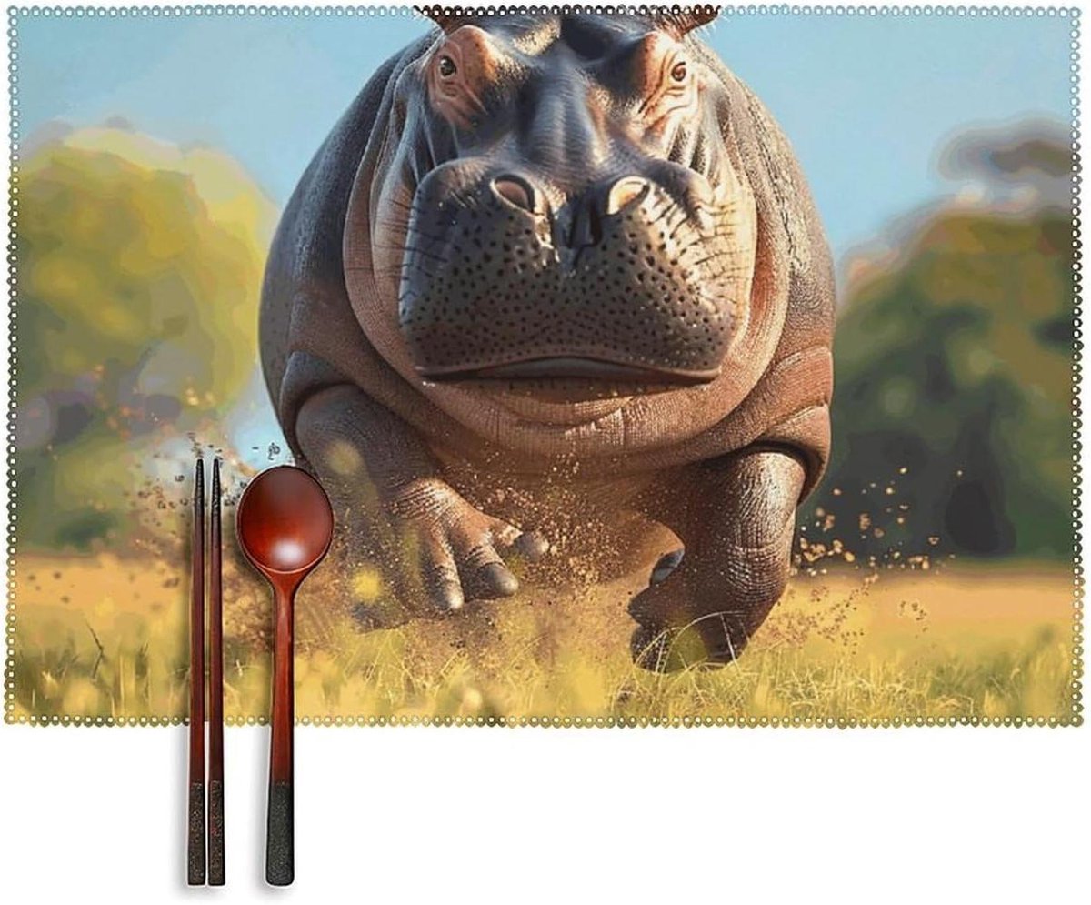 Placemats - Tafelmatten - Keukendecoratie - Hittebestendig canvas - 45 x 30 cm - Dierenprint