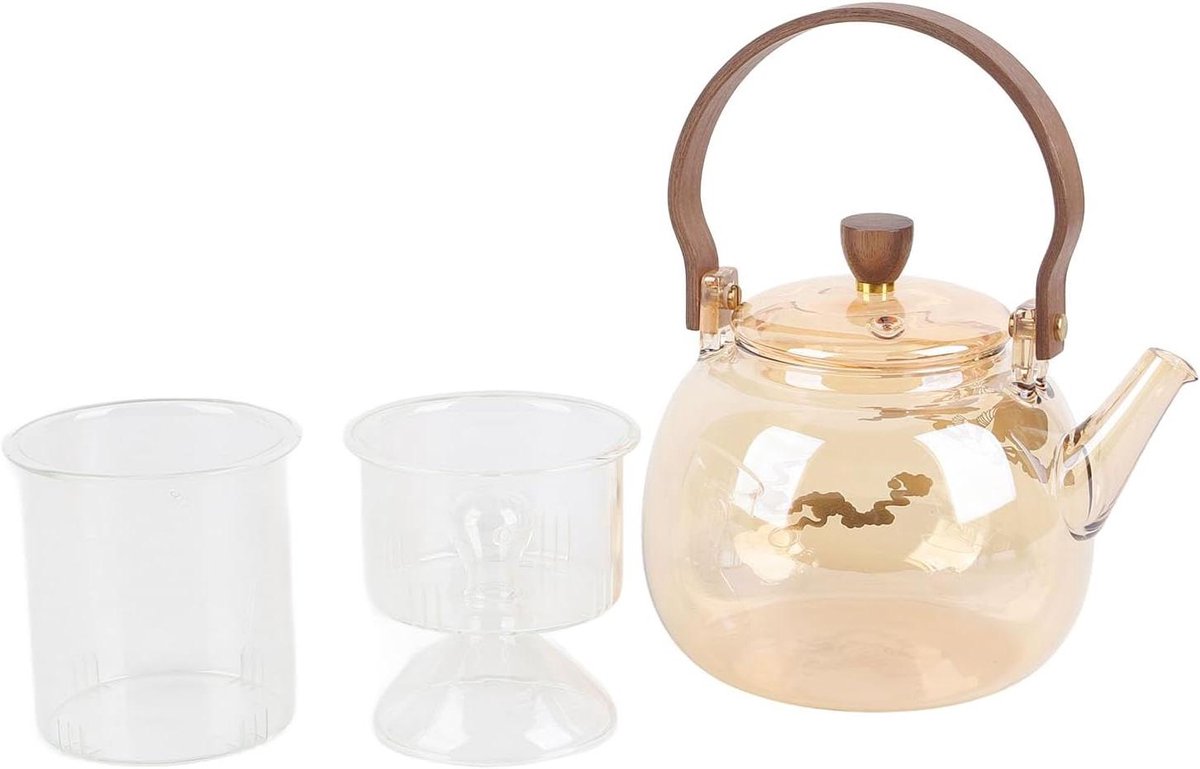 Glazen theepot - Theemaker ketel - Thee zetten - Hittebestendig glas - 950 ml - Helder