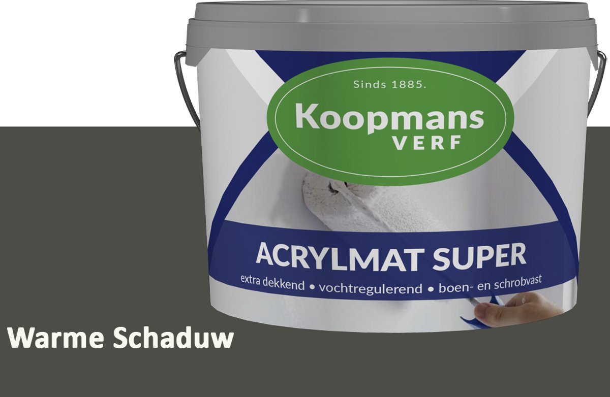 Koopmans Acrylmat Super Matte Muurverf – Professionele Binnenmuurverf en Buitenmuurverf – Reukarm en Afwasbaar – Warme Schaduw – 5 liter