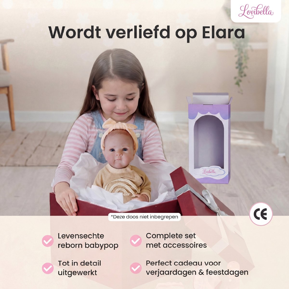 Lovibella® Elara Levensechte Babypoppen - 1,1 Kilo - 45 CM - Reborn Baby Pop - Met Accessoires - Reborn Baby - Reborn Baby Doll - Dementie Pop - Reborn Poppen Meisje - — afbeelding 8