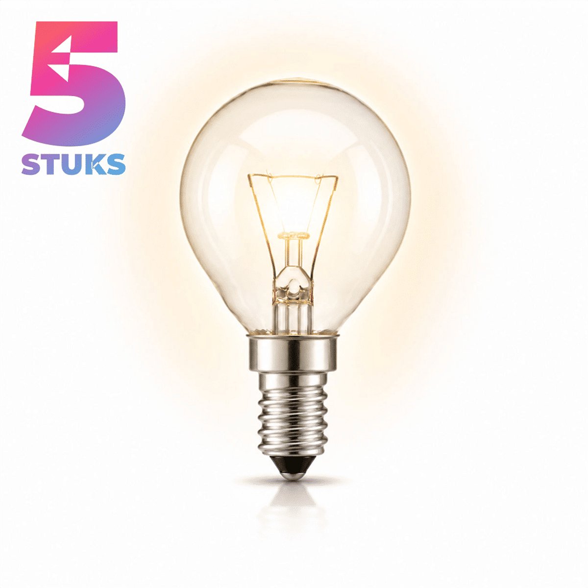 5x Kogel Gloeilamp E14 - 40W - Warm Wit Licht (2700K) - 200 lm - 1 jaar - Dimbaar - Ovenlamp max. 300 °C