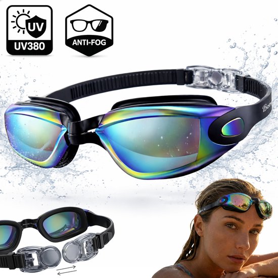 Boncy® Premium Zwembril - Duikbril met UV Bescherming & Anti Condens - Verstelbare Zwembril voor Volwassenen & Kinderen Kind - Zwembrillen voor Dames & Heren